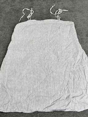 Quince 100% European Linen Scoop Neck Midi Dress Women’s Size XL Blue Striped